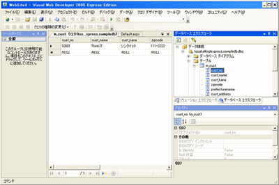 Visual Web Developer 2005からSQL Serverへの接続
