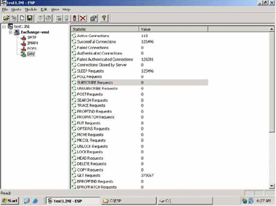 WebDAV(OWA)モジュールの統計情報
