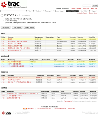 「View Tickets」チケット一覧の確認