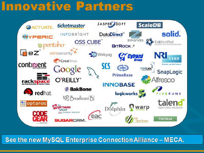 Mickos氏のプレゼンで紹介されたパートナー各社