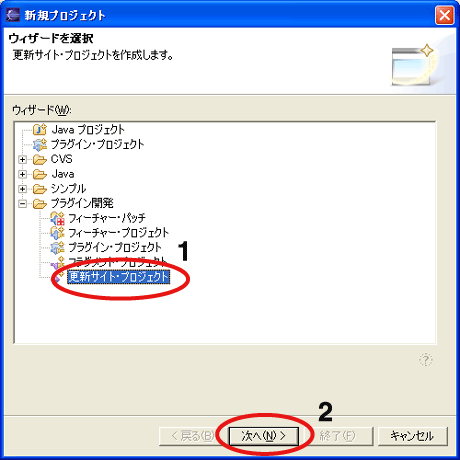 更新サイト・プロジェクトの作成