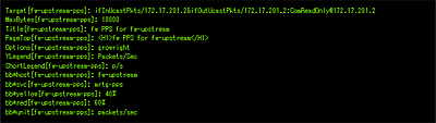 リスト1:MRTG設定ファイルの追加部分(fw-upstreamのパケット転送量測定)
