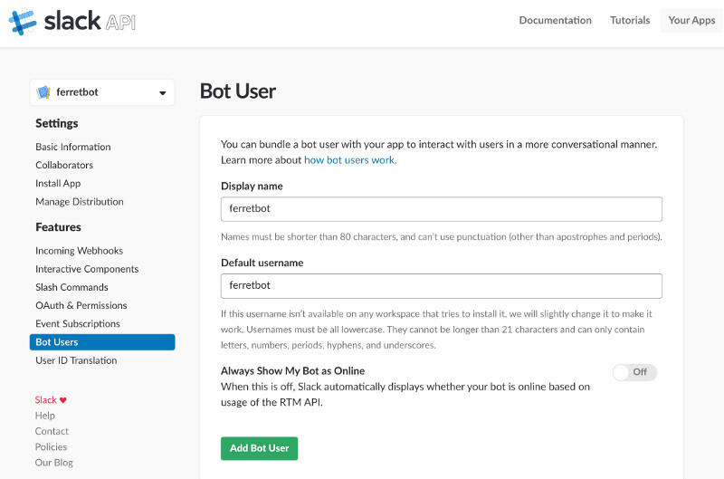 ユーザー名を指定する