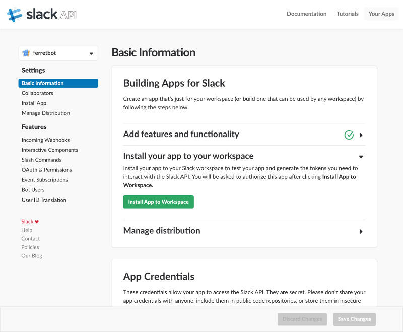 アプリケーションをワークススペースに追加する